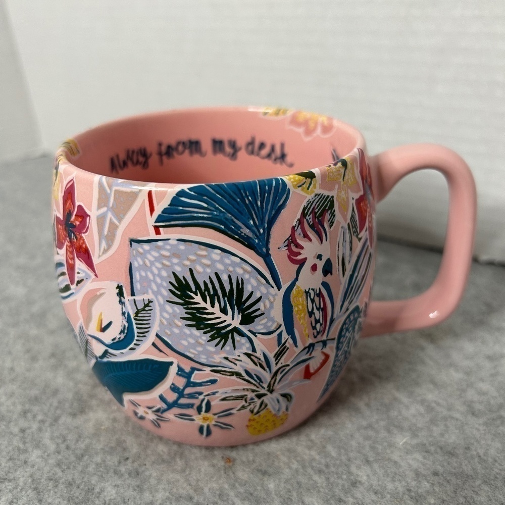 Opalhouse Pink Floral Mug Always From My Desk 5x4” Holds 10oz